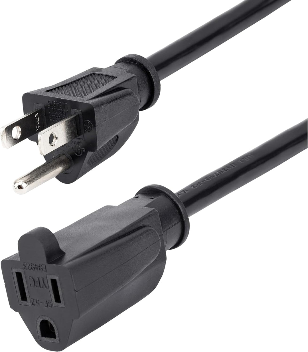 StarTech | Power Extension Cord NEMA 5-15R to NEMA 5-15P Black Extension Cord 10FT / 3M | PAC10110