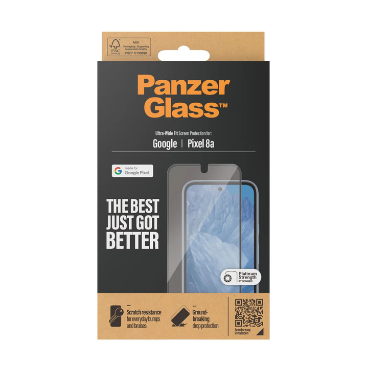 PanzerGlass | SAFE Ultra-Wide Fit Screen Protector for Pixel 8a - Clear | SAFE95789CA