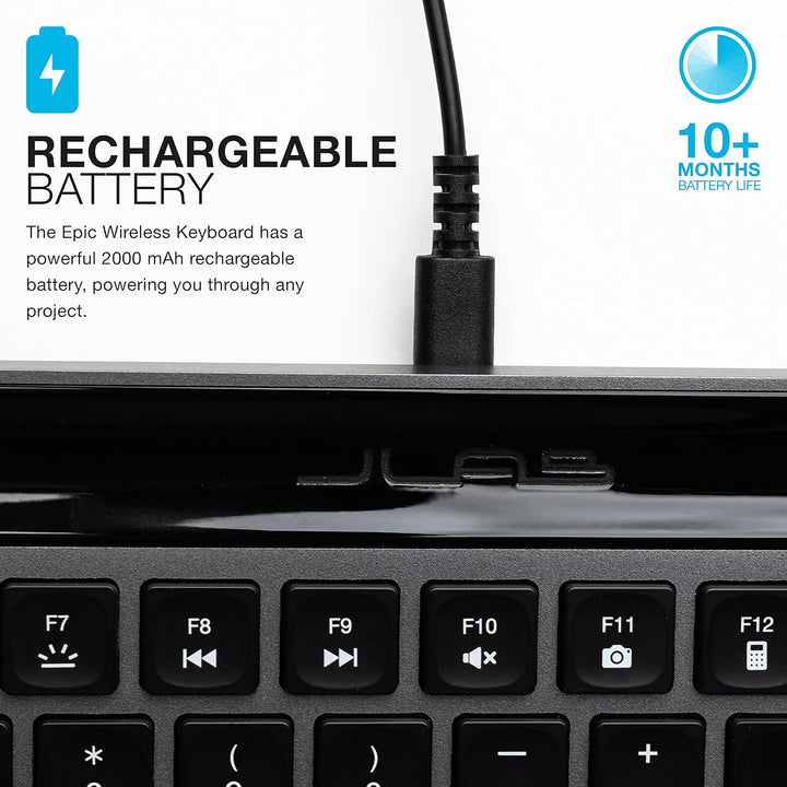 JLAB | Epic Bluetooth Wireless IlluminatedKeyboard- Black  | IFCKEPICKEYRBLK4