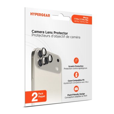 HyperGear | Tempered Glass iPhone 17 Pro/Pro Max Camera Rings Lens Protection - 2 Pack | 00016422