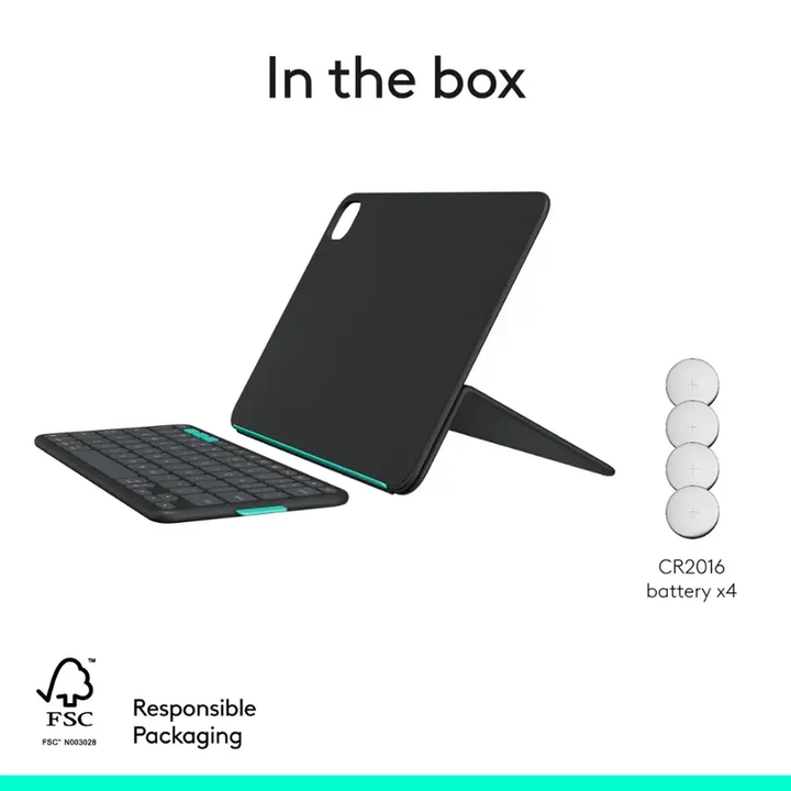 Logitech | Flip Folio Keyboard Case for iPad Pro 11" 5th Gen M4 (2024)/Air 11" (M2/M3)/iPad Air (5th Gen) - Graphite | 920-013369
