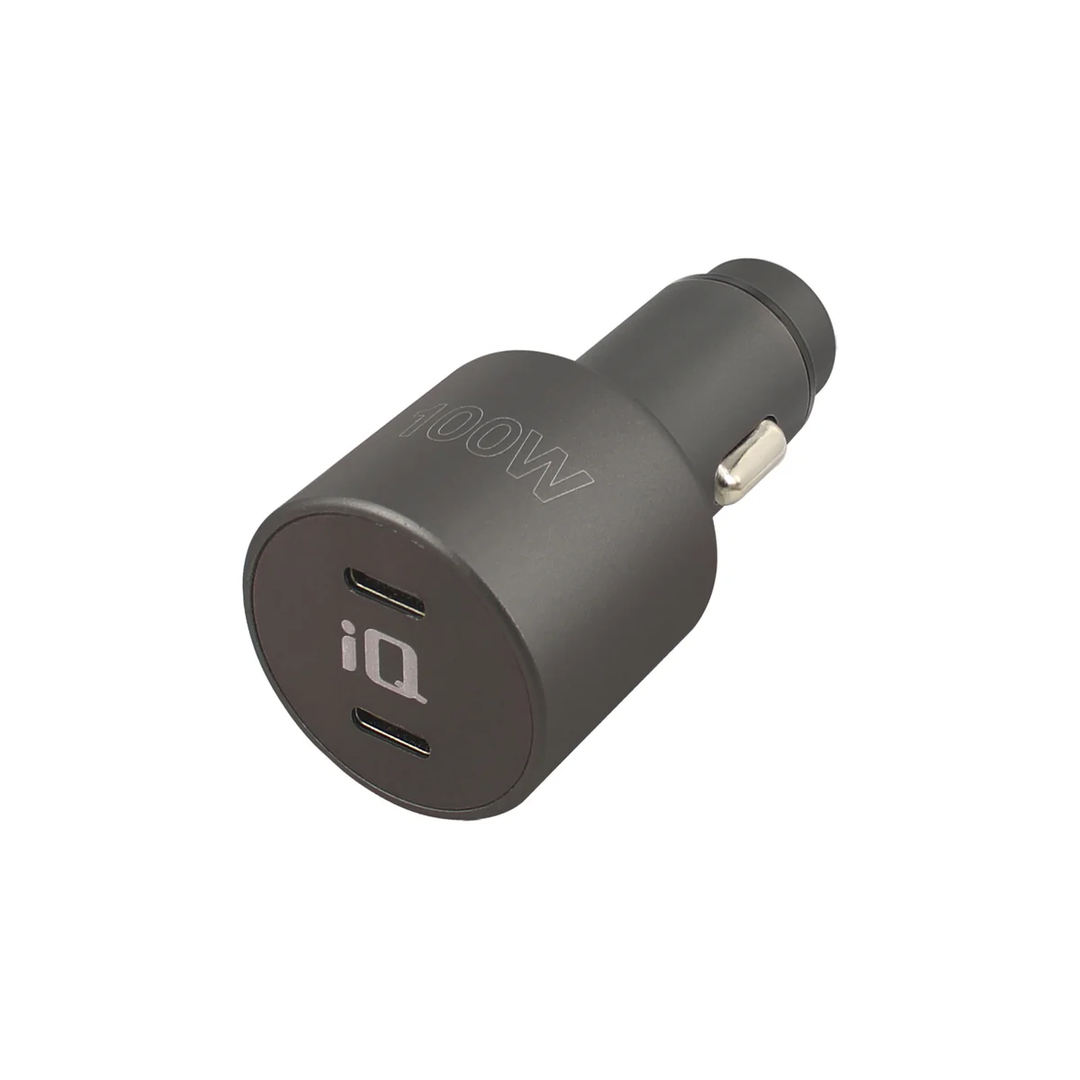 iQ | Dual USB Type-C PD Car Charger 100W - Black | IQCLAPD100D
