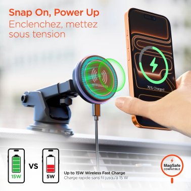 HyperGear | MaxCharge Wireless Charging Vehicle Mount Kit Compatible w/MagSafe - Black | 16472