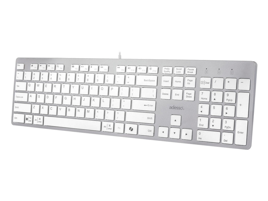 Adesso | Multi OS Scissor Switch Desktop Keyboard - White | AKB-730UW