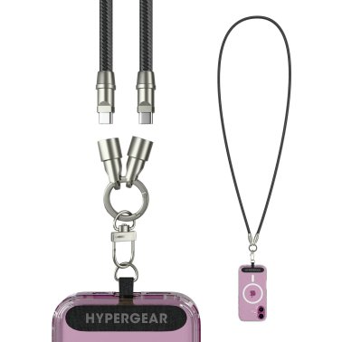 HyperGear | TECHcessories Universal Crossbody Phone Strap and USB-C Charging Cable - Black | 16280