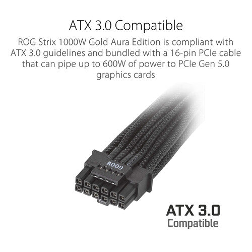 ASUS |  ROG STRIX Gold Aura Edition Modular Power Supply 1000W - Black | ROG-STRIX-1000G-AURA