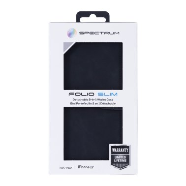 SPECTRUM | Folio Slim Detachable 2-1 Wallet iPhone 17 Case - Black | 2001FOLIO