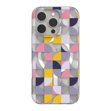 ZAGG | Milan Graphene Snap Case iPhone 16 Pro - Pink /Grey Geometric | 15-13426