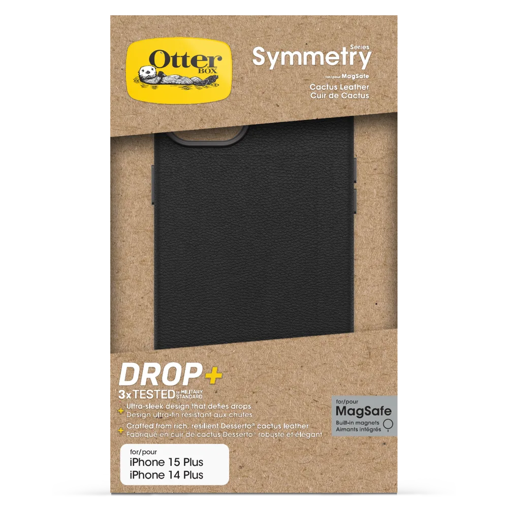 Otterbox | Symmetry Cactus Leather w/MagSafe case  iPhone 15 Plus - Black (Noir Ash) | 15-12622