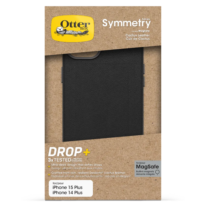Otterbox | Symmetry Cactus Leather w/MagSafe case  iPhone 15 Plus - Black (Noir Ash) | 15-12622