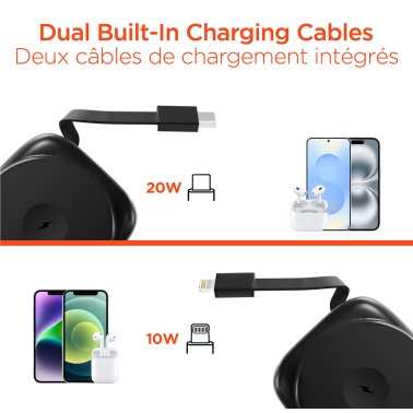 HyperGear | Grip Go Wireless Charging Portable Power Bank  5000mAh Mag w/built in Cable - Black LP | 16251