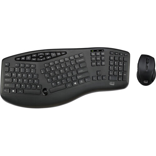 Adesso | Slim Wireless Ergonomic Keyboard and Mouse Combo | WKB-1600CB