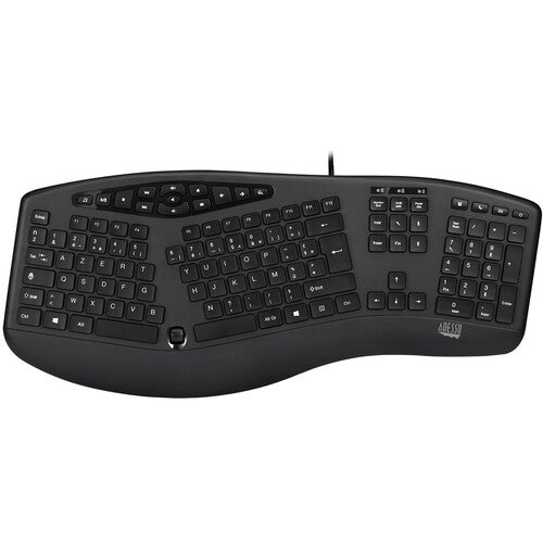 Adesso | Slim Multimedia Wired USB-A Split Ergonomic Low-Profile Keyboard | AKB-160UB
