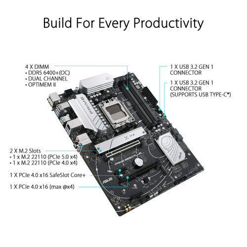 Asus | Motherboard AMD B650 AM5 Max 128GB DDR5 ATX Retail | PRIME B650-PLUS