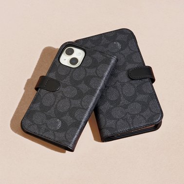 //// Coach | Folio Signature C Case iPhone 15/14/13 - Charcoal | 15-12436