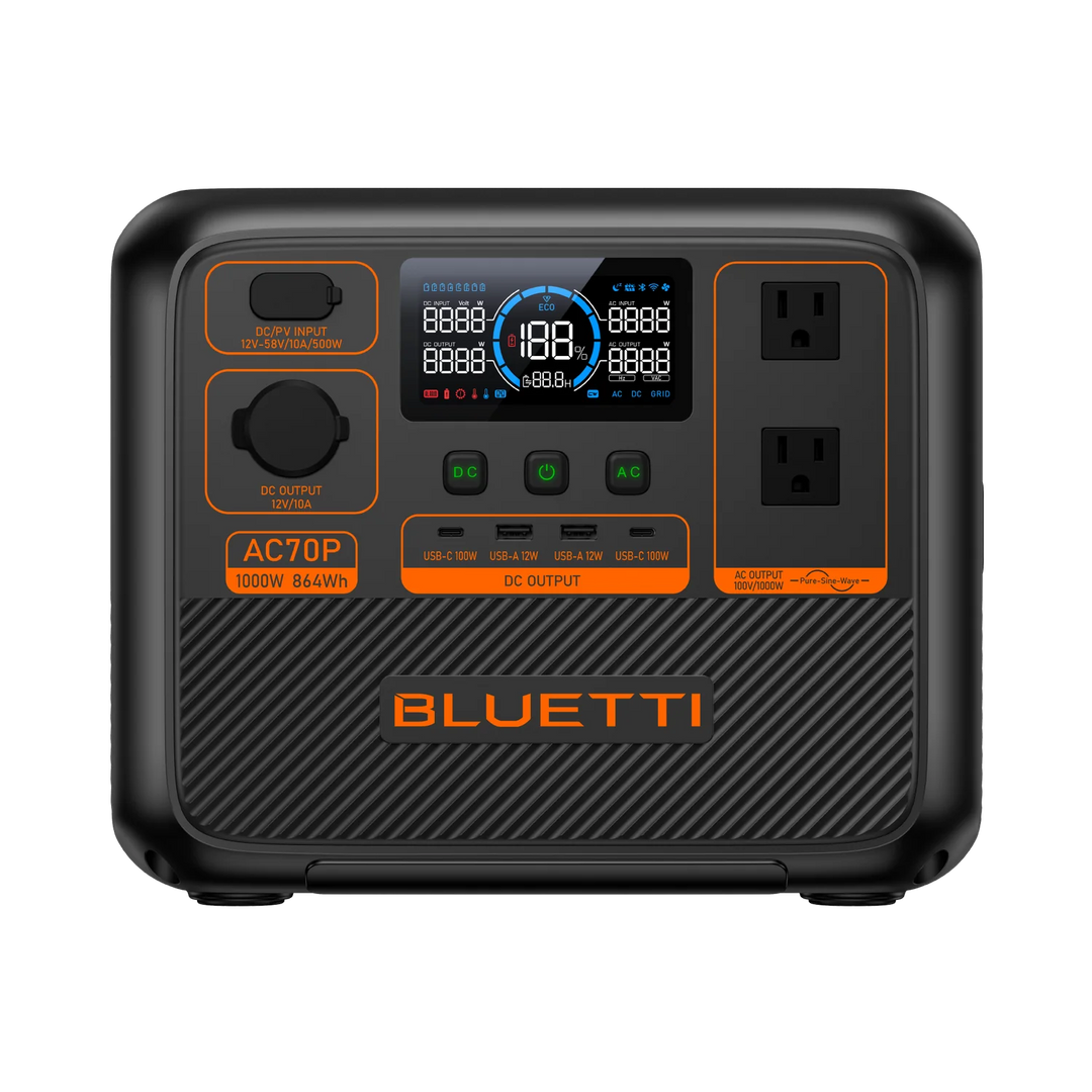 Bluetti | AC70P Portable Power Station 1000W 864Wh - Black | AC70P