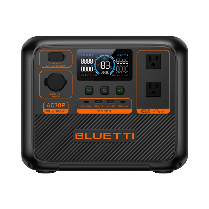 Bluetti | AC70P Portable Power Station 1000W 864Wh - Black | AC70P