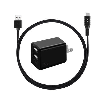 Blu Element | Wall Charger Dual USB 3.4A w UBS-A to USB-C Cable Black 101-1387