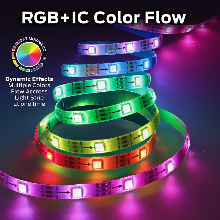 Monster | Smart RGB+IC LED Strip Lights Sound Reactive Strip Lights for Bedroom 100ft | MLW7-1004-RGB