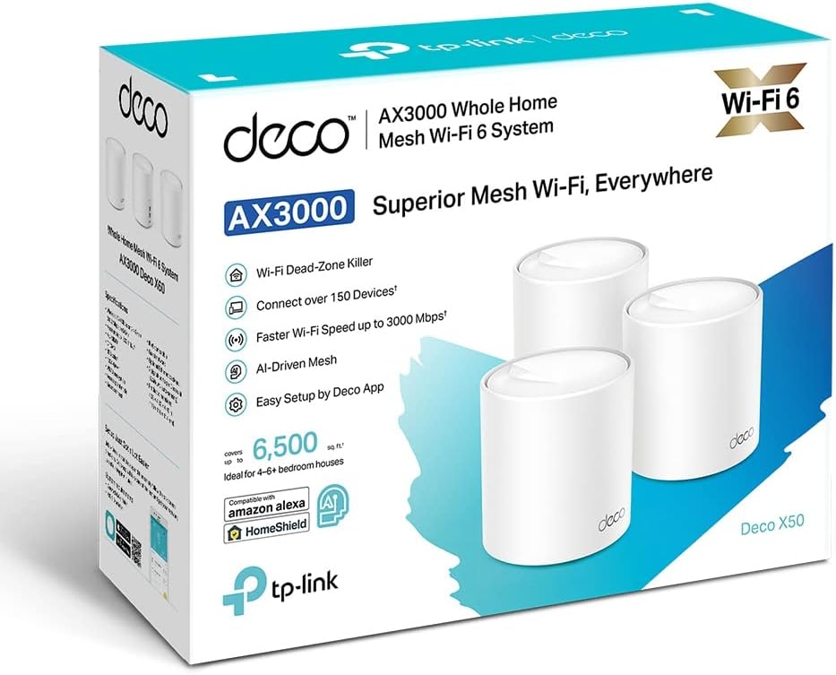TP-Link | Deco X50 AX3000 Whole Home Mesh Wi-Fi 6 System - 3 Pack | DECO X50(3-PACK)