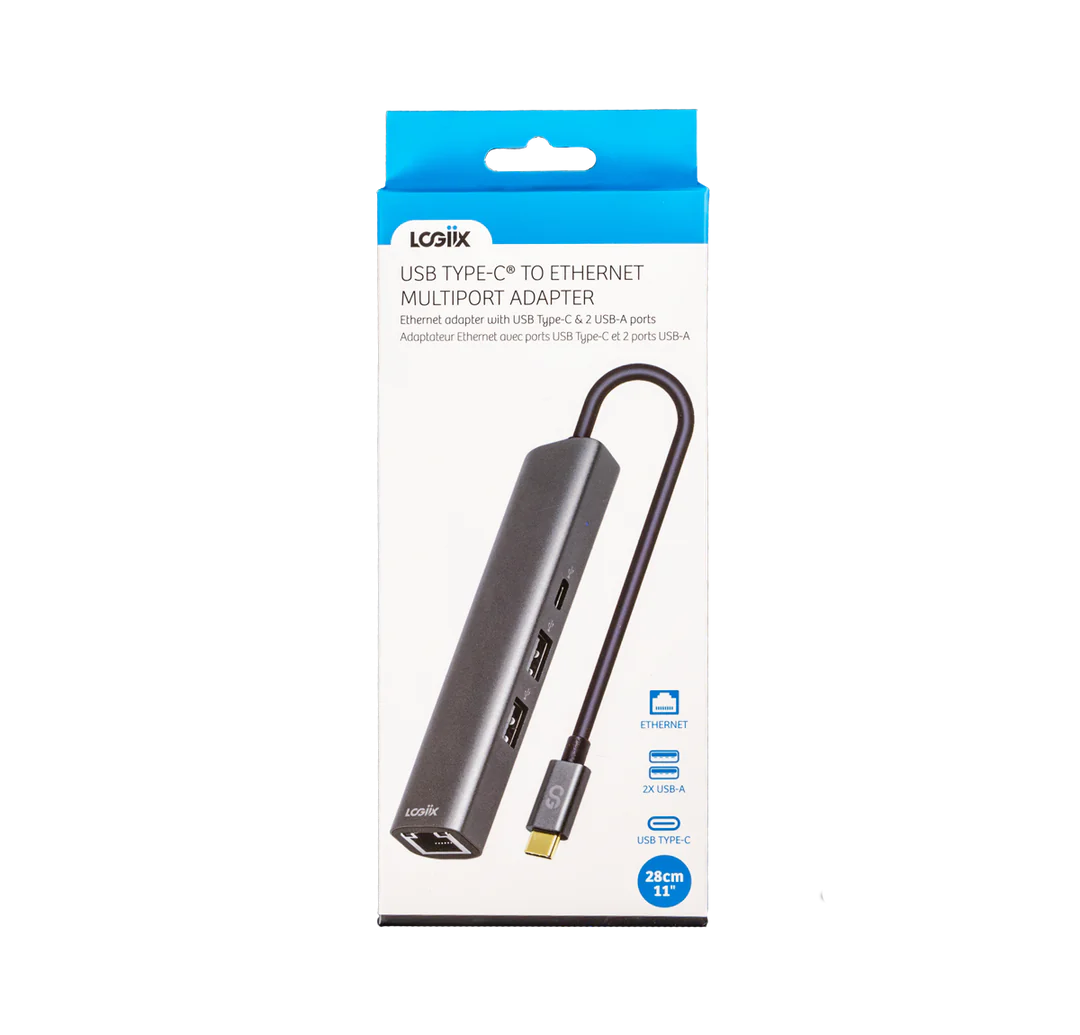 LOGiiX  | Multiport Slim Hub USB-C to 2x USB-A 1x USB-C 1x Ethernet - Graphite Grey | LGX-13542