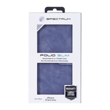 SPECTRUM | Folio Slim Detachable 2-1 Wallet iPhone 17 Pro Max Case - Blue | 2020FOLIO