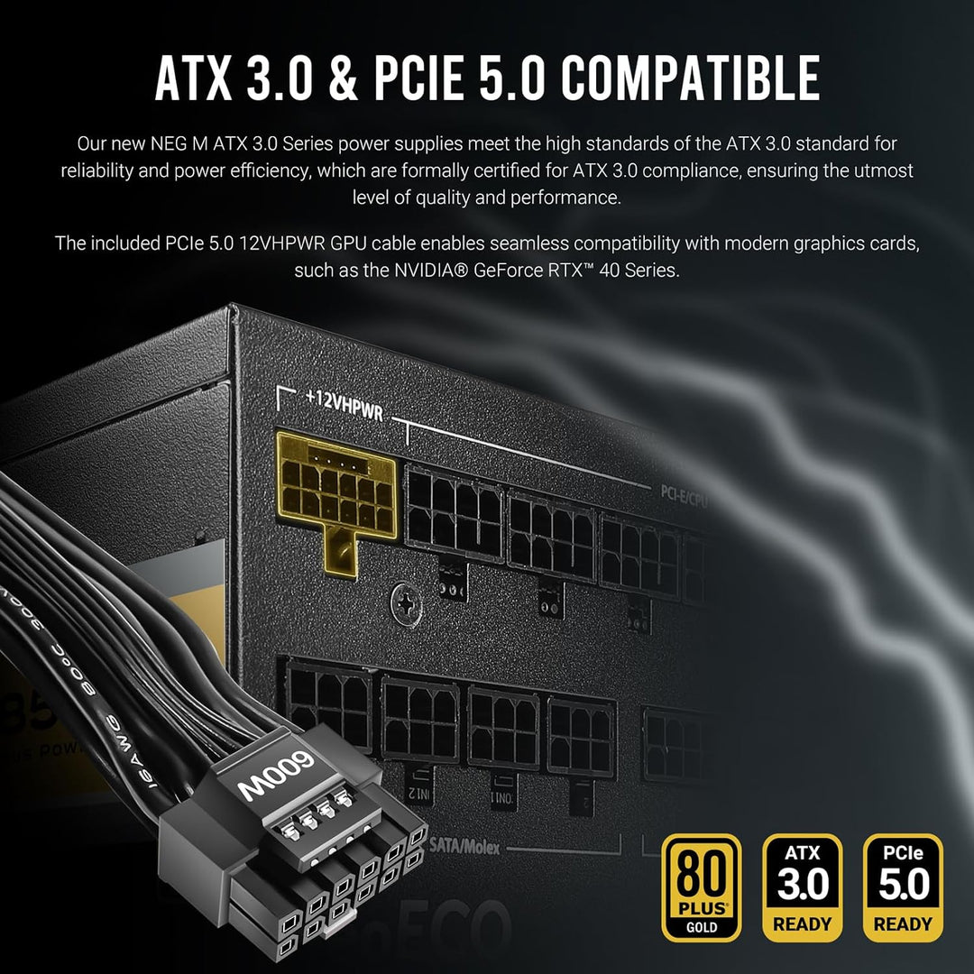 Antec | Power Supply 1000W Full-Modular APFC 80+ Gold ATX 3.0 PCIe 5.0 12V | NE1000G M ATX3.0