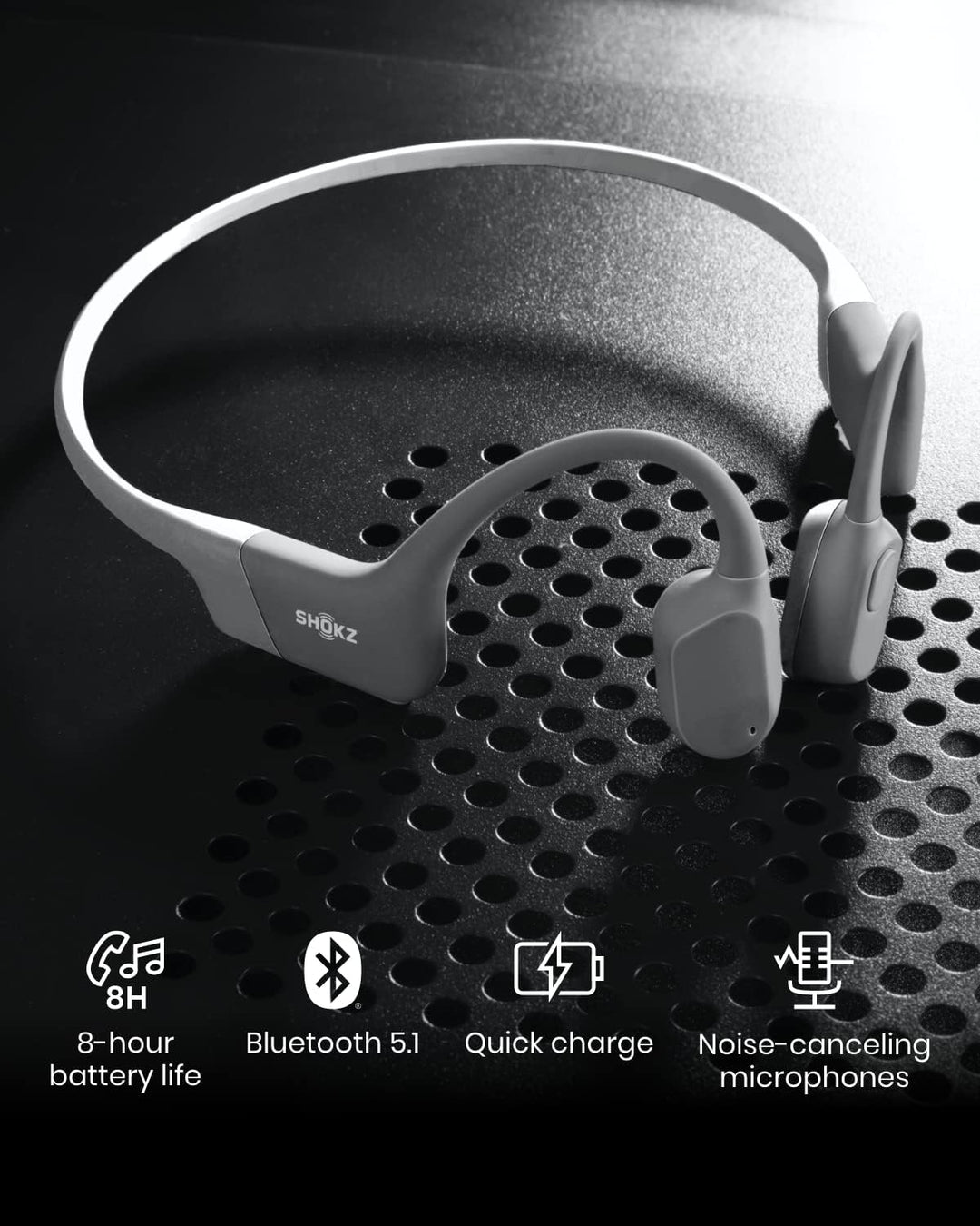 Shokz | OpenRun Bone Conduction Bluetooth Headphones - Grey |  S803-ST-GY-CA-153