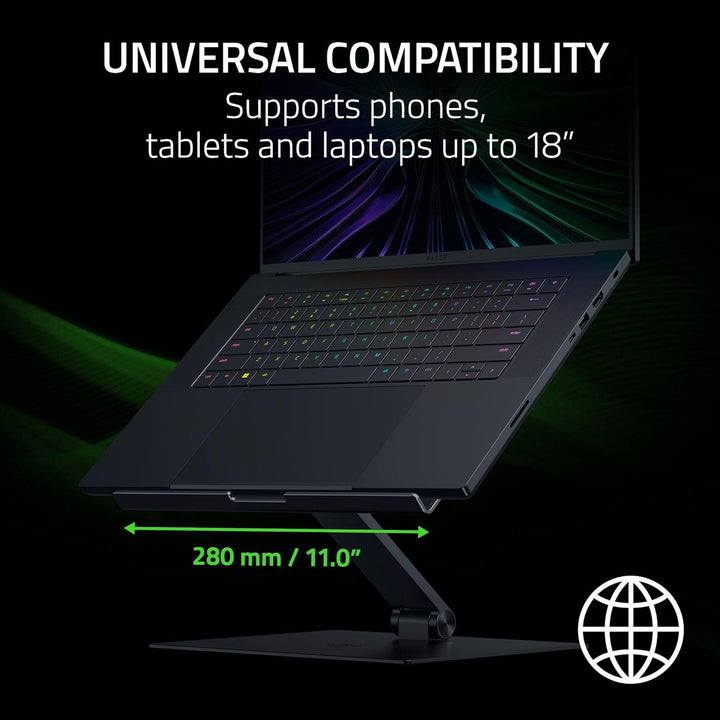 Razer | Adjustable Aluminum Laptop Stand for up to 18" Vented - Black | RC21-02330100-R3U1