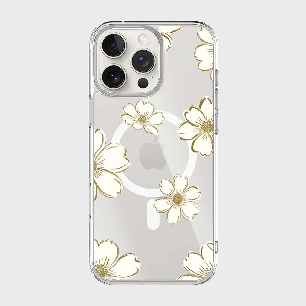 Caseco | Gold Floral Clear Design Case with MagSafe iPhone 16 Pro - Clear | ED24D1-GFL
