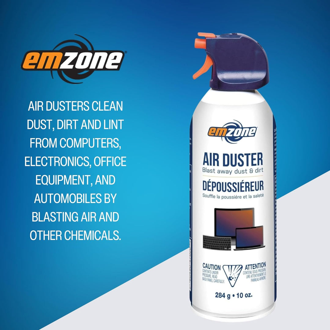 Emzone | Air Duster 10oz Aerosol Can Multi Use All Purpose Compressed Air Cleaner VOC Compliant | 47020