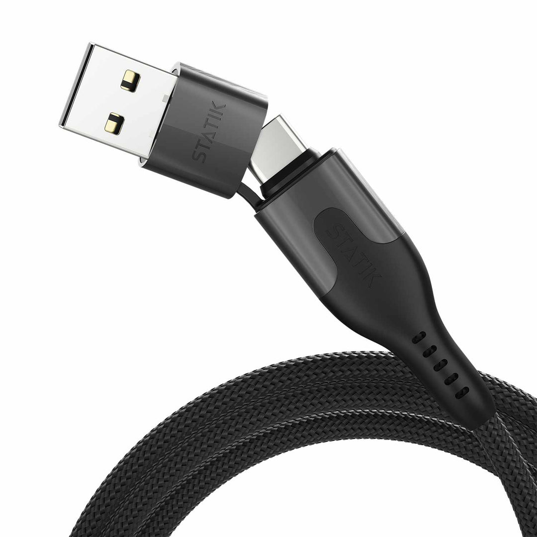 Statik | PowerPivot Pro Nylon Braided Charge/Sync Cable USB-C to USB-C 6.6ft - Black | PUP04556FTCCCA
