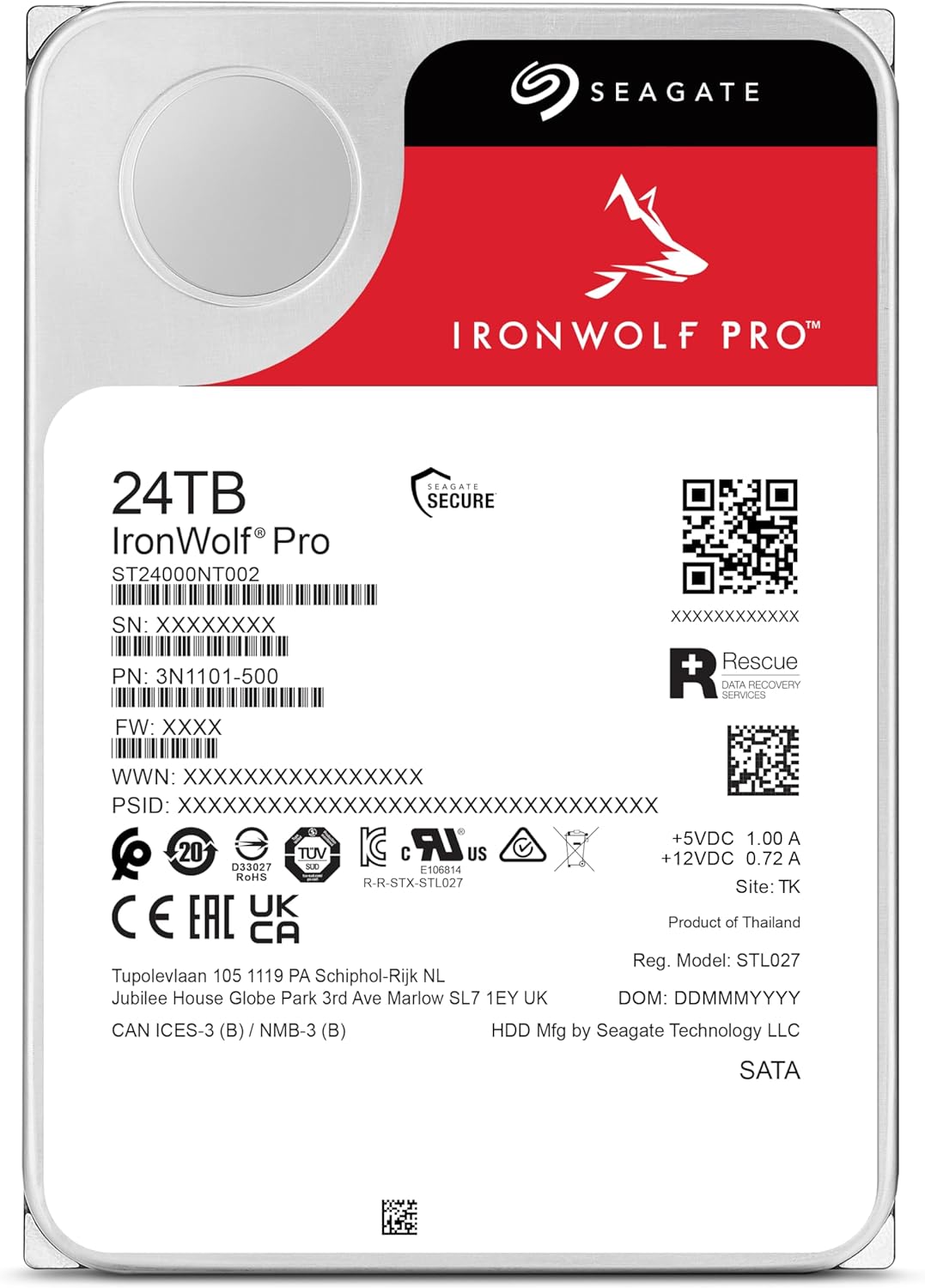 Seagate | IronWolf Pro 24TB 3.5" 7200RPM SATA Desktop Internal Hard Drive | ST24000NT002