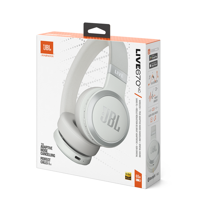 JBL | Live 670NC Wireless On-Ear True Adaptive Headphones - White | JBLLIVE670NCWHTAM PROMO ENDS NED