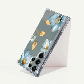 Caseco | Clear Design Case with MagSafe Samsung S25 Ultra - Blue Wildflower | ED24D8-00BW