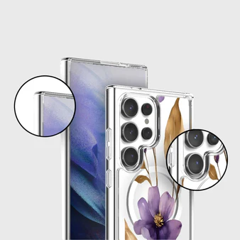 Caseco | Clear Design Case with MagSafe Samsung S25 Ultra - Purple Wildflower | ED24D8-00PW