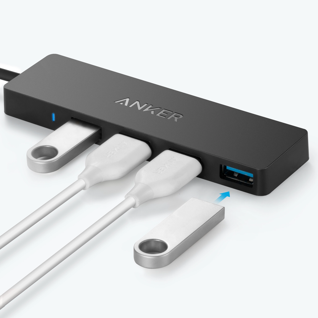 Anker | Ultra Slim 4-Port USB 3.0 Data Hub - Black | A7516H145