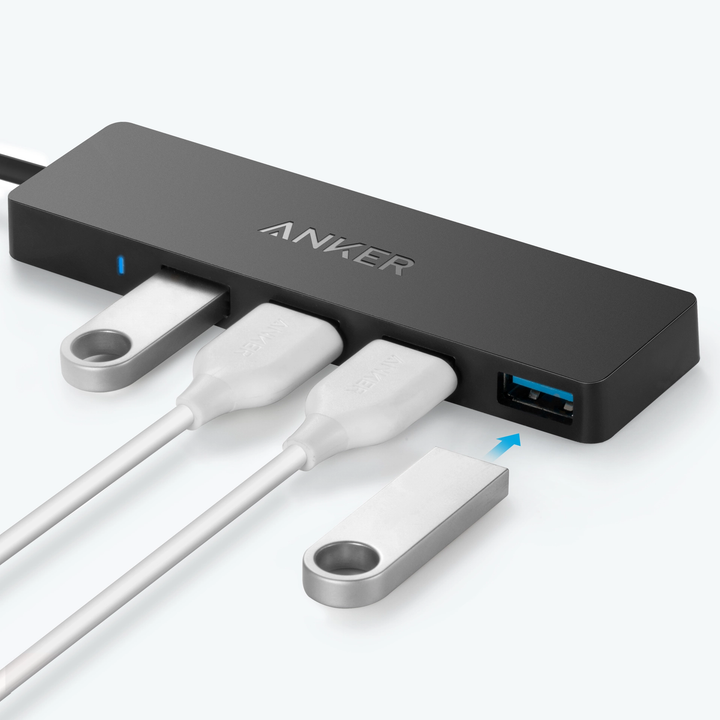 Anker | Ultra Slim 4-Port USB 3.0 Data Hub - Black | A7516H145