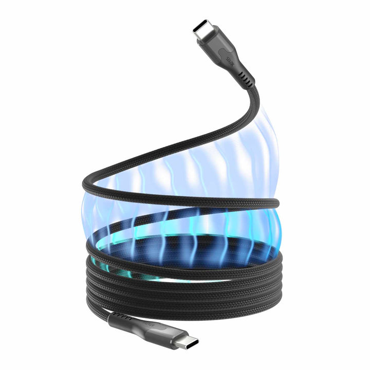 Blu Element | SelfCoil Magnetic Cable USB-C to USB-C 6ft 100W - Black | BEMGC2C6FTB