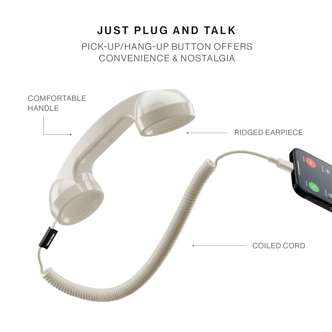 Native Union | POP Phone Retro Telephone Handset with Mic & Speaker, USB-C for iPhone, iPad, Laptop, Tablet Sand | POP-P-SAN