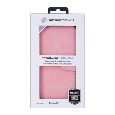 SPECTRUM | Folio Slim Detachable 2-1 Wallet iPhone 17 Case - Pink | 2006FOLIO