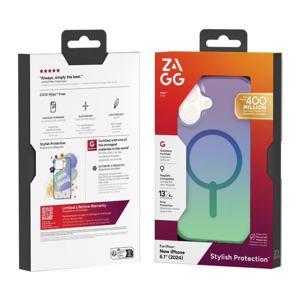 ZAGG | Milan Graphene Snap Case iPhone 16 - Raven Feather | 15-13387