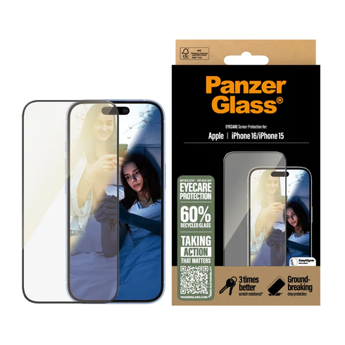 PanzerGlass | EyeCare Ultra-Wide Fit Screen Protector iPhone 16 / 15 - Clear | PG-2865