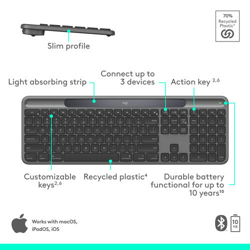 Logitech | Signature Slim Solar+ K980 Keyboard for Mac - Graphite | 920-013786