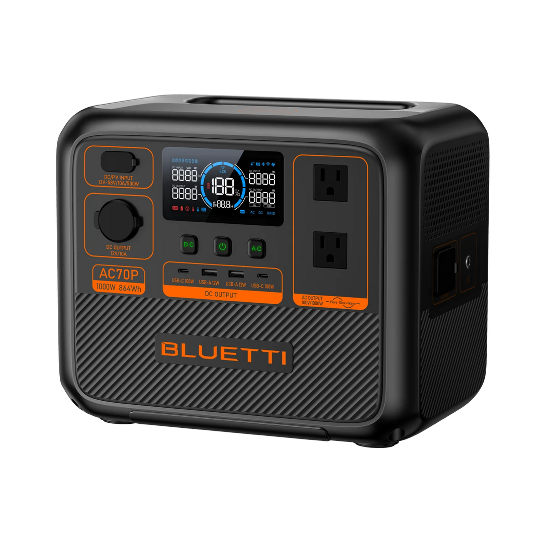 Bluetti | AC70P Portable Power Station 1000W 864Wh - Black | AC70P