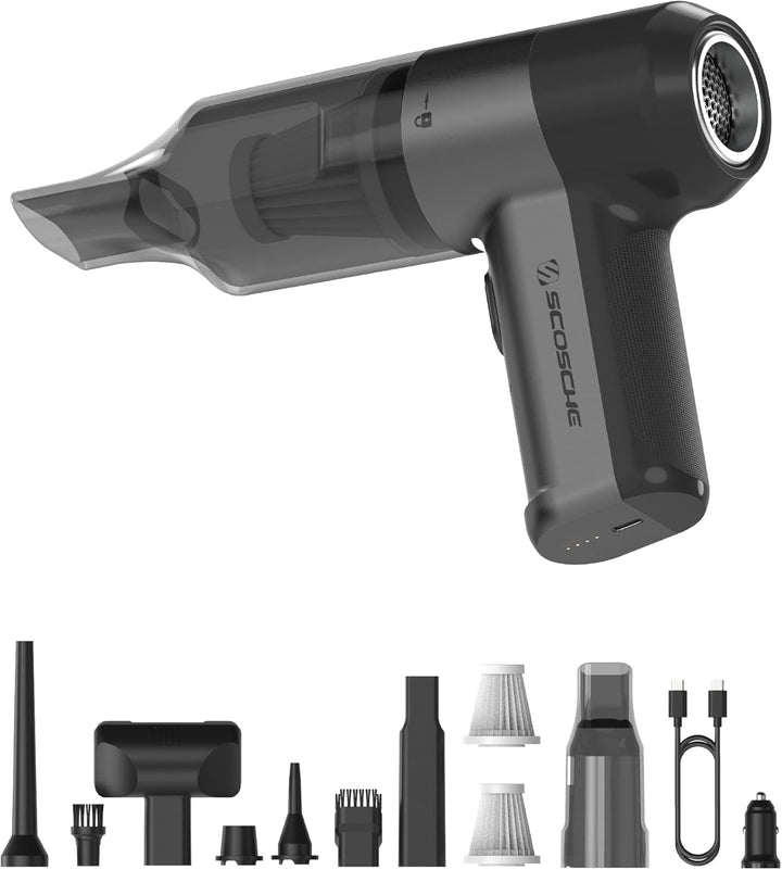 Scosche | SCOVAC 4-in-1 Mini Vacuum and Duster - Black | SC-SCOVAC-VA