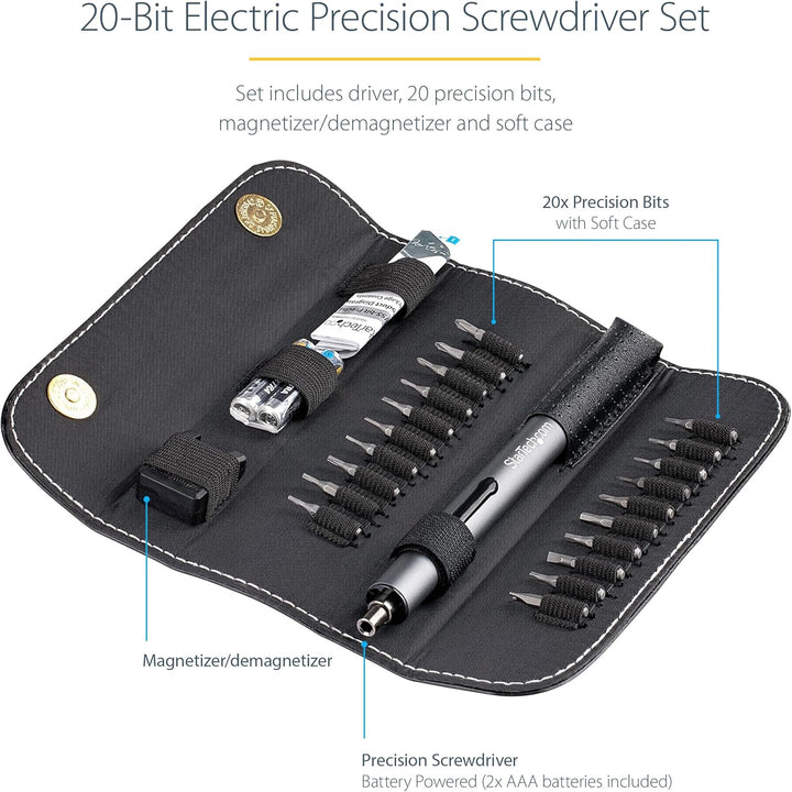 Startech | Electric Precision Screwdriver Set Portable / Mini Battery Powered Bit Driver Kit for Electronic | CTK20PCEDRIVE