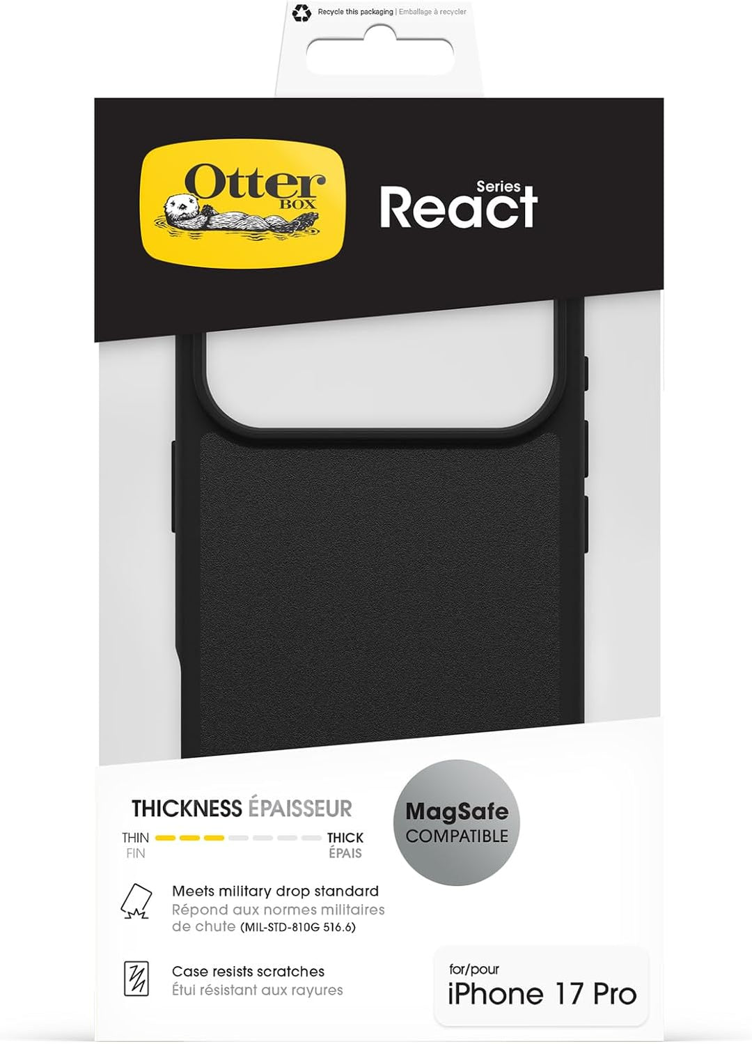 Otterbox | React w/Magnets Case iPhone 18 Pro/17 Pro - Black | 77-99293