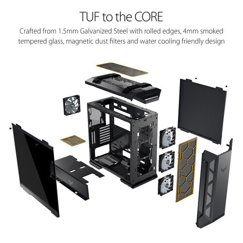 Asus | TUF Gaming GT501 Mid-Tower Computer Case for up to EATX Motherboards - Grey | GT501/GRY/WITH HANDLE