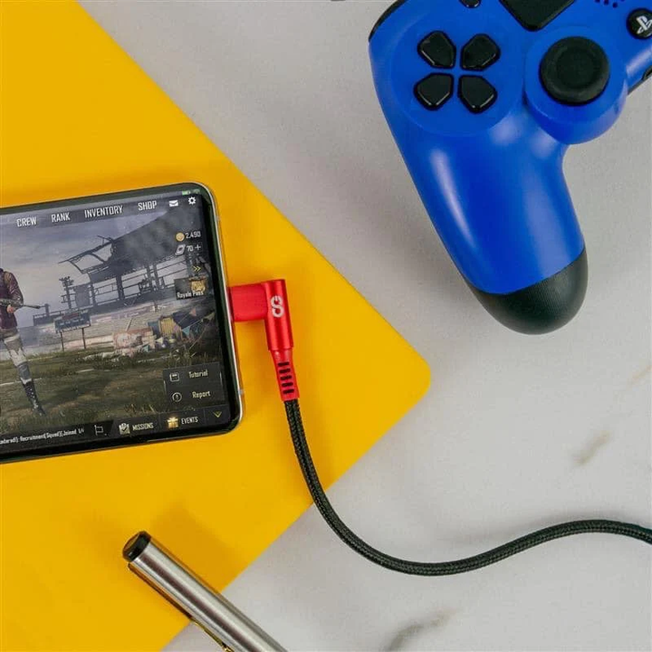 LOGiiX | Piston Connect XL Play Gaming Cable USB-A to Lightning 3M/10FT - Red/ Black | LGX-13073